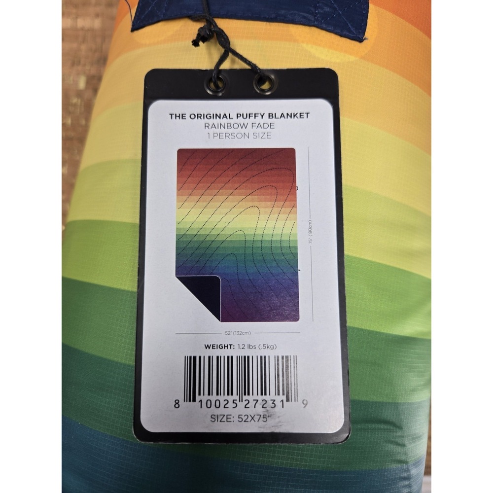 Rumpl Original Puffy Blanket Rainbow Fade Camping Outdoor Sz 52x75" 1 Person - Picture 6 of 9